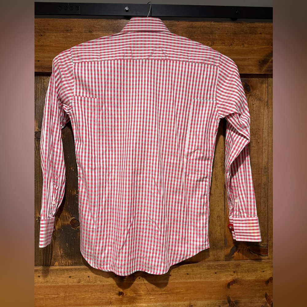 BOGOSSE dress shirt - Size 3 (Medium) Pink Gray Silver‎ Gingham Print - Picture 7 of 11